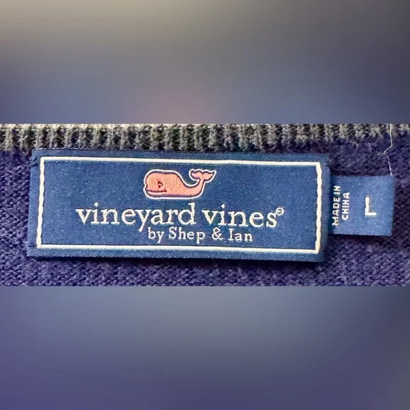 Vineyard Vines Men's Navy Striped Collar Zip-Up Sweater - Picture 3 of 4